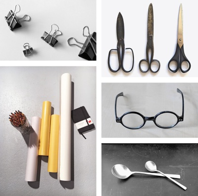 Auswahl der in der Ausstellung gezeigten Gegenstände (Werner Neuwirth, Ernst Beneder, Carl Pruscha, Manfred Gsottbauer, Francesca Torzo)