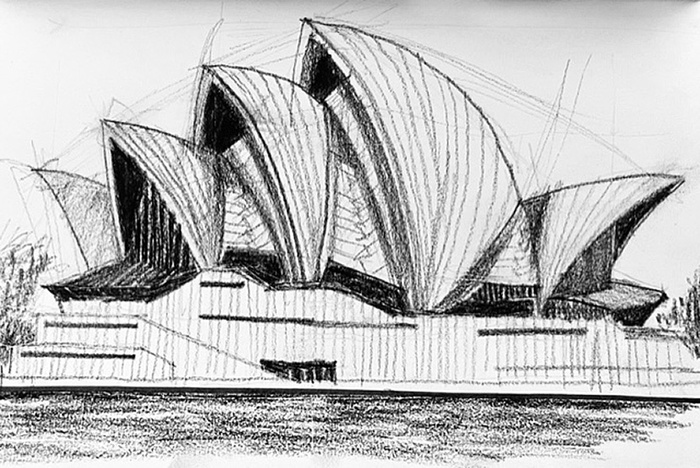 Referenzbild Peter Lorenz: Skizze des Sidney Opera House