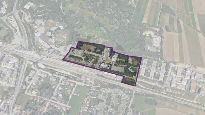 Luftbild gesamter Bauplatz Oberlaa - aus den Ausschreibungsunterlagen