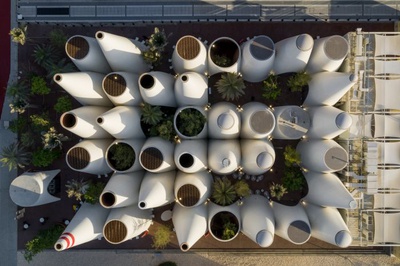 Österreichischer Pavillon, EXPO 2020 in Dubai, querkraft (drone view)