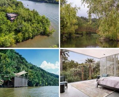 © V. l. n. r.: oben: Guest House © Bud Franck; Pedestrian Bridge © Ibai Rigby; unten: Boat Dock House © Patrick Wong; Vertical House © Paul Finkel // Miró Rivera Architects, Austin/Texas