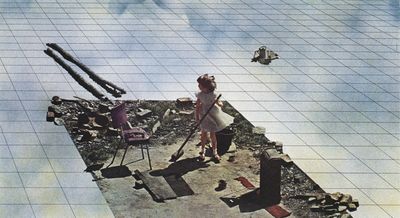 Superstudio, Atti Fondamentali. Vita – Supersuperficie. Pulizie di primavera, 1971. Lithograph. Detail.