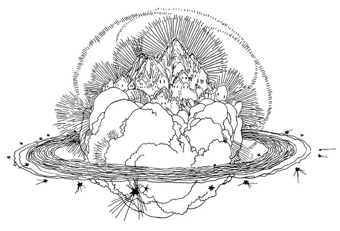 Wenzel Hablik: Zyklus „Schaffende Kräfte“, Blatt 2 (Detail), 1909